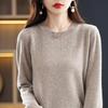 Women's Pure Wool Hollow Knit Round Neck Sweater - Stylish Autumn & Winter Pullover