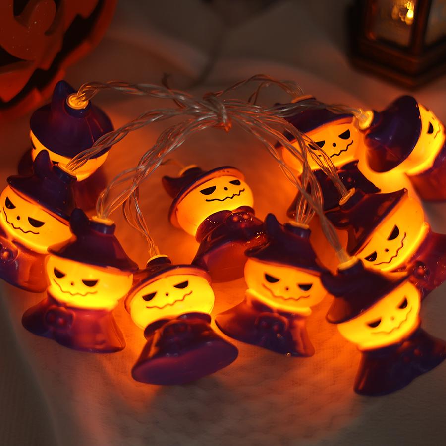Halloween LED Pumpkin Ghost Wizard Lantern String Ghost Festival Shopping Mall Bar Decoration Atmosphere Lights