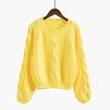 Autumn and Winter Loose Outer Wear Twist Pullover Sweater Women's Fashion Casual Lazy Short Crew Neck Knitted Sweater Versatile