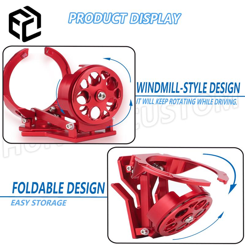 Anti-Vibration Rotatable & Foldable CNC Metal Motorcycle Cup Holder – Ideal for Touring & Commuting