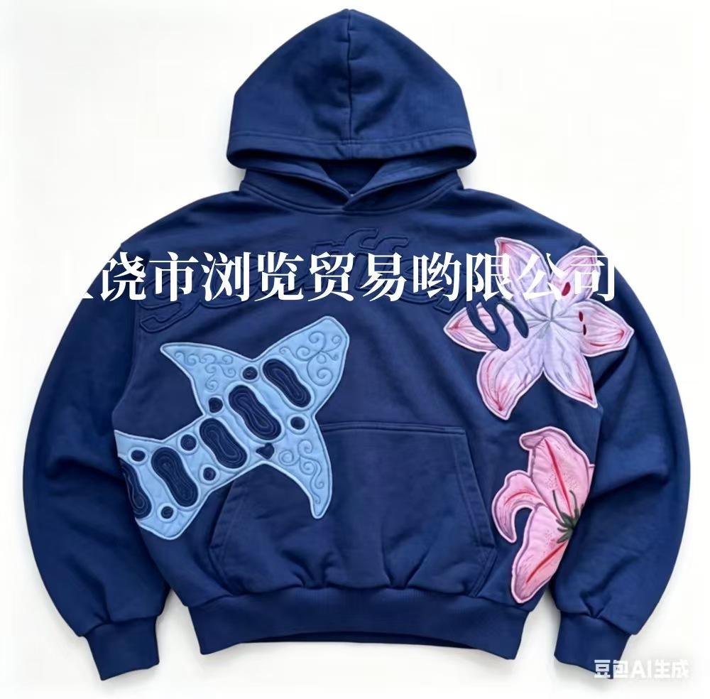 European and American Trendy Brand New Street Hoodies, INS Men's and Women's Y2K Retro Floral Digital Fashion Sweatshirt