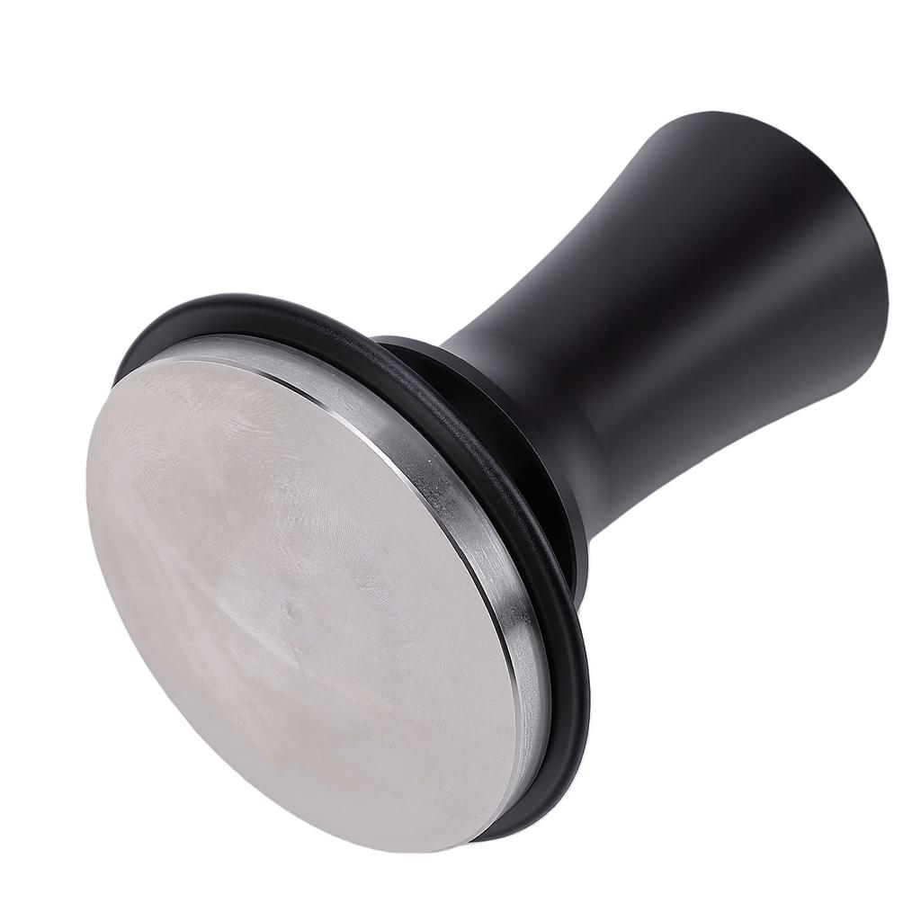 Coffee Tamper Spring Loaded Constant Pressure Stainless Steel Coffee Ground Press Tool Black Flat Bottom 58mm