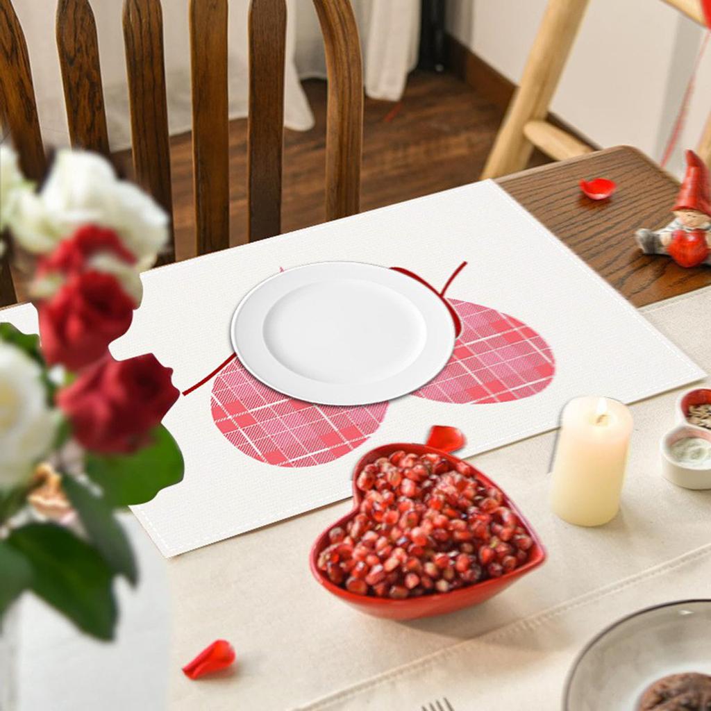 Valentine's Day Love Meal Mat Linen  Car Printed Table Mat Holiday Party Insulation Mat 1pc