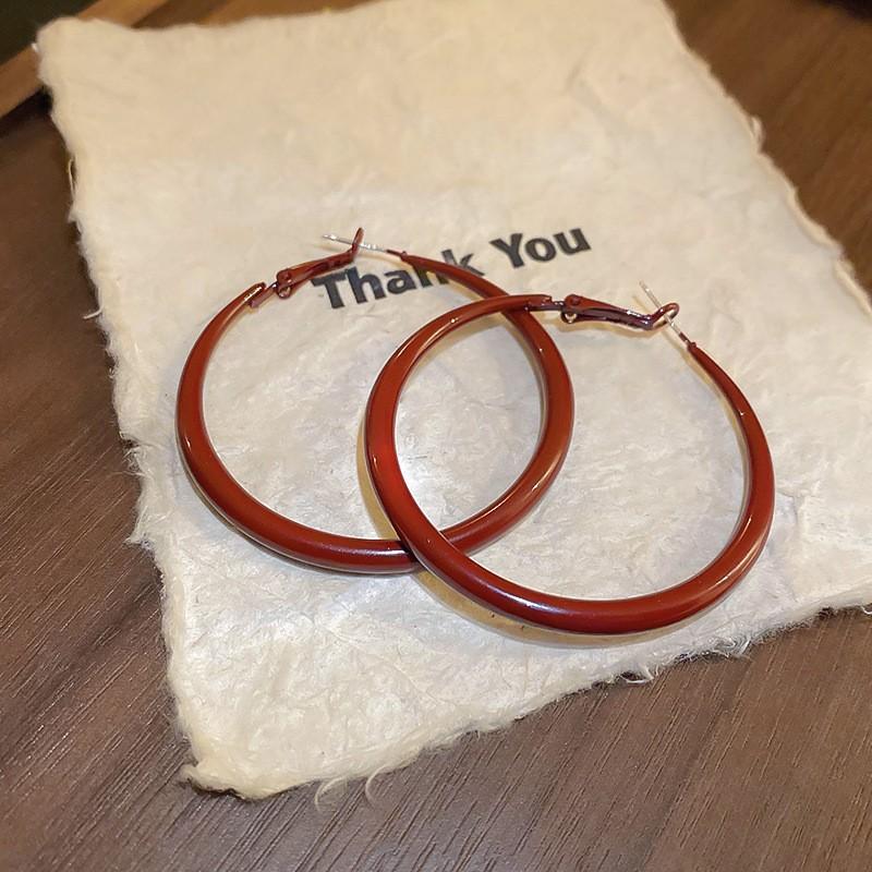 Silver Needle Plain Ring Ankola Red Oil Drop Earrings Exaggerated Design Earrings Korean Simple Temperament Earrings Women