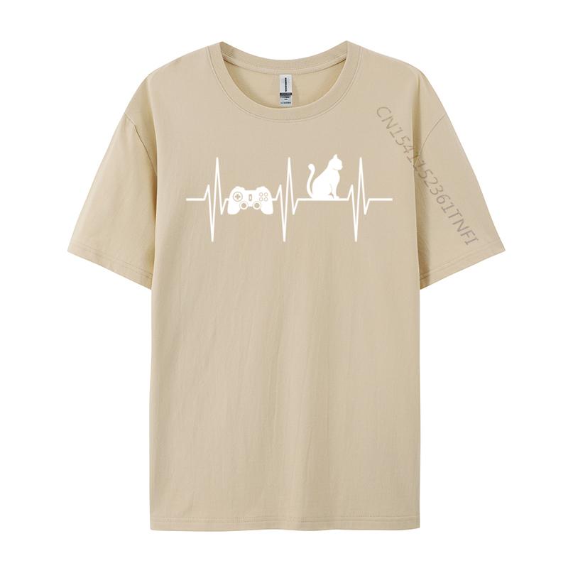 Gamer Ca Gaming Cat Lover Heartbeat Video Gaming Funny Halloween Unisexs T Shirt Classic Tees Funky Tops Tees Free Shipping