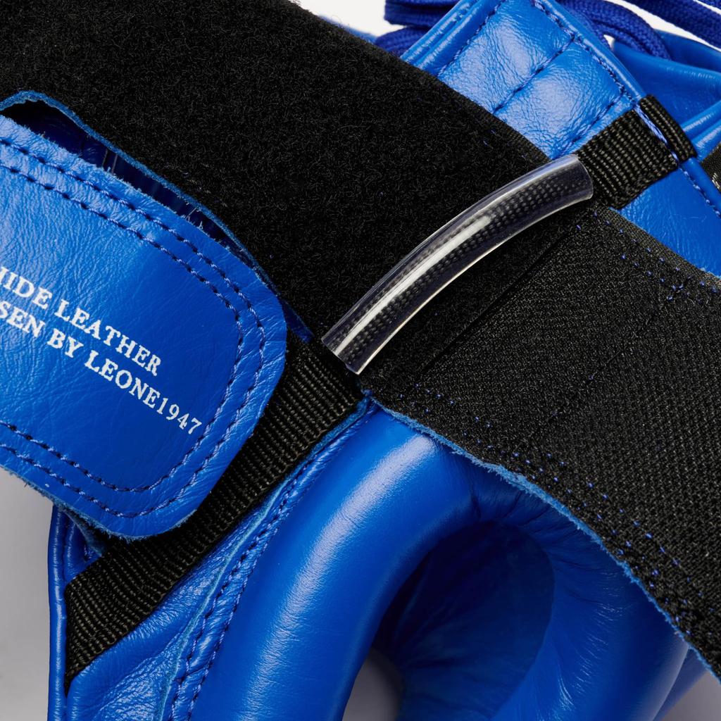 LEONE 1947 Boxing Headgear Unisex Professional Large Cheek Pads Cowhide Blue CS443 [THE GREATEST] (S/M) [Genuine]