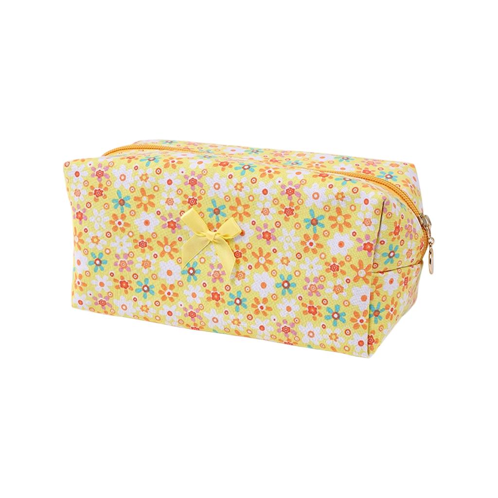 Quilted Cosmetic Bag with Floral Print Large Capacity Makeup Organizer Travel Toiletry Storage Pouch for Women