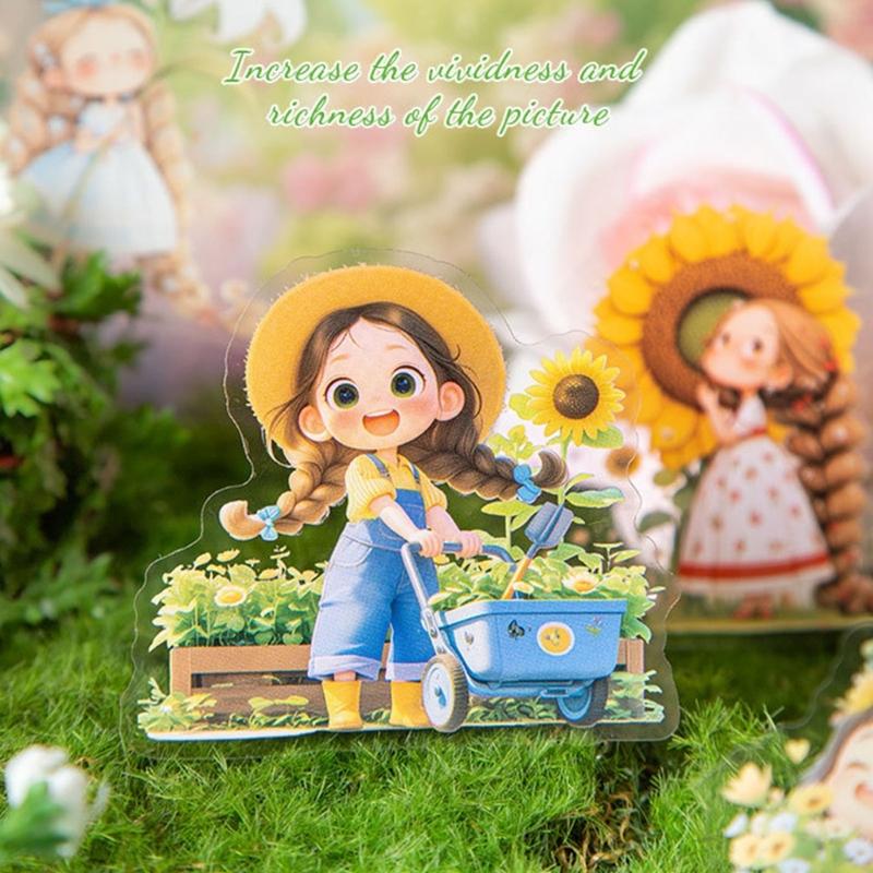 Journal Sticker Cartoon Girl Sticker Scrapbook Sticker Landscape Sticker Flowers Sticker Decorative Sticker
