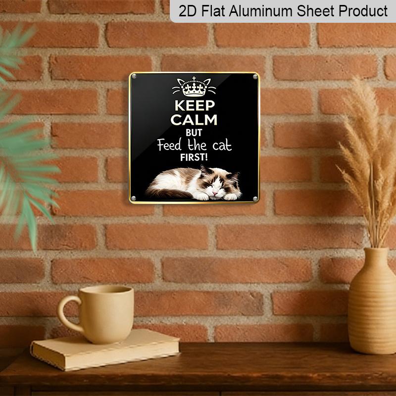 2D Flat, 1pc Vintage -Themed Wall Sign - Retro Farmhouse Aluminum Tabby Art Suitable, Garden, Patio - Indoor/Outdoor Decoration for Lovers, Square