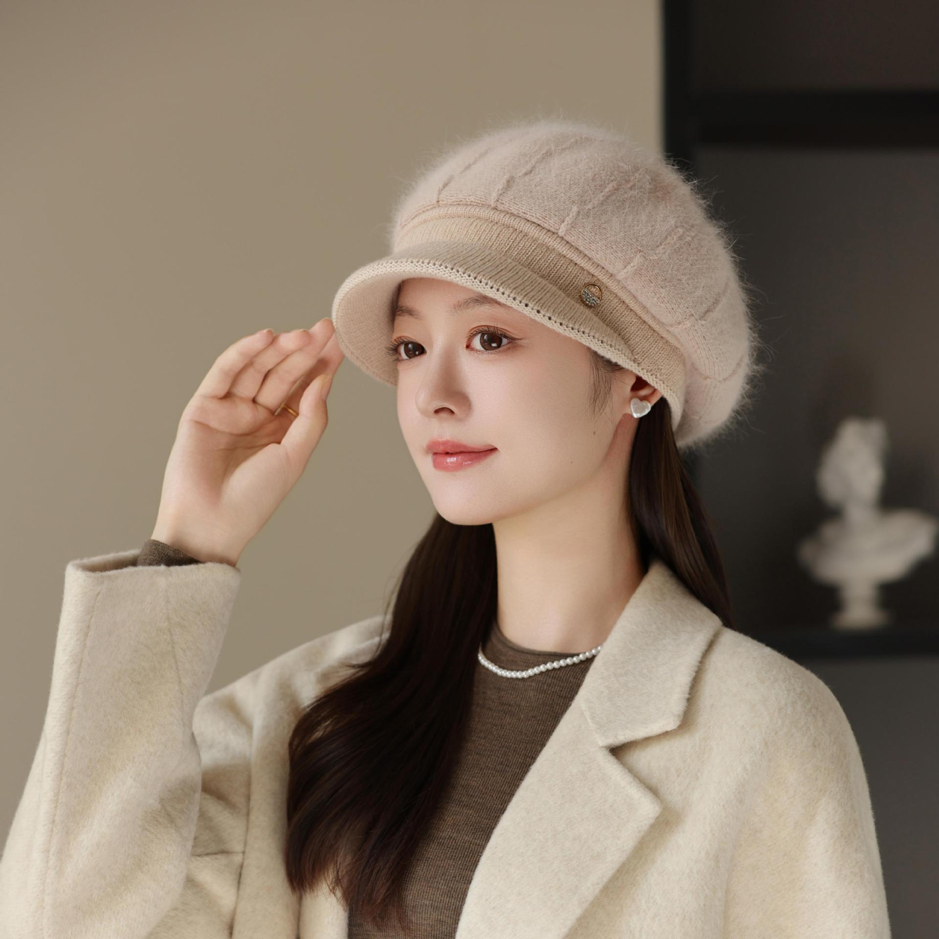 

Зимняя шапка для пожилой женщины, мамы, ветрозащитная, теплая, из кроличьего меха, вязаная, для среднего и пожилого возраста, бабушкина шерстяная шапка, женская, для улицы One size