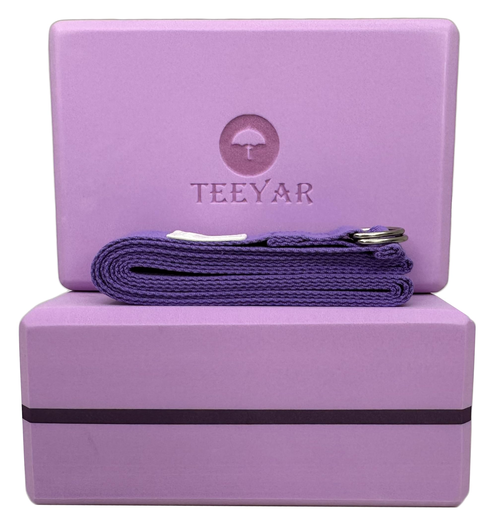 Yoga Blocks of Adjustable Yoga Blocks Yoga (Set 2) / Strap/Belt (250cm) - Non-Slip (Yoga + Strap, Violet)