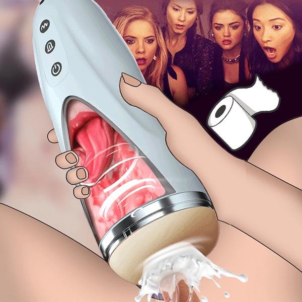 Mężczyzna Masturbator Cup Realistyczna końcówka języka i ust Pochwa Kieszonkowa cipka Blowjob Stroker Wibrująca zabawka do seksu oralnego