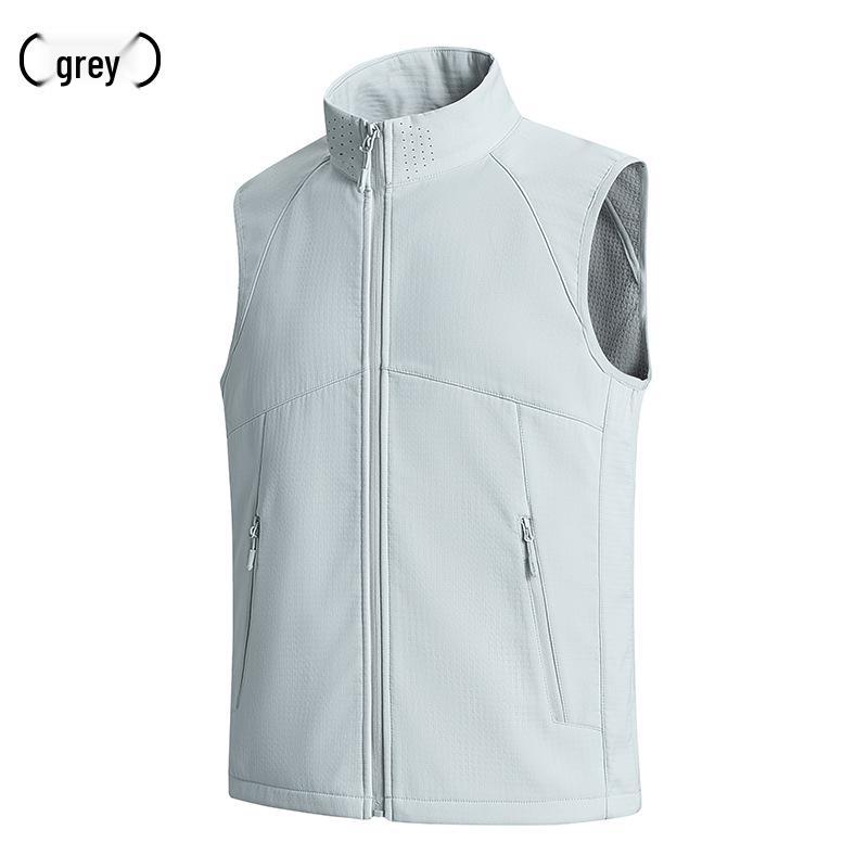 Унисекс клетчатый флисовый жилет - Высокоэластичный, С воротником-стойкой, Повседневный для активного отдыха и спорта XL