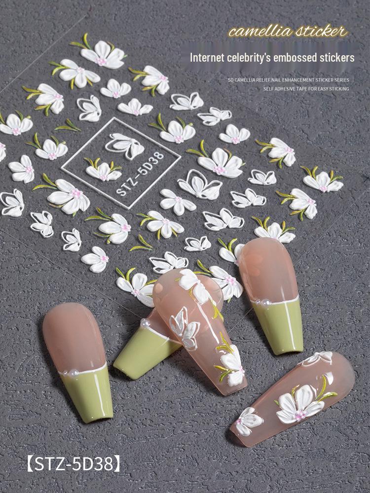 

3D Ретро Роза Бабочка Наклейки для Ногтей - Тисненый Дизайн Жидкие Крылья