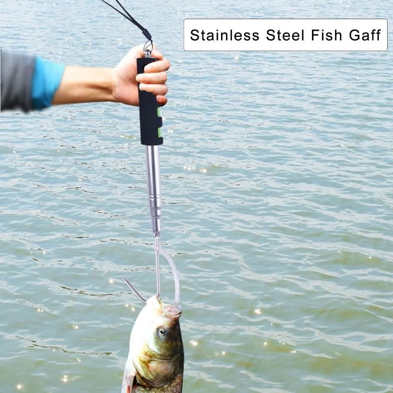 Fishing Gaff Fishing Hook Stainless Steel Strong Sharply Fishing Gaff Hook with Protections Cover Telescopic Fishing Gaff