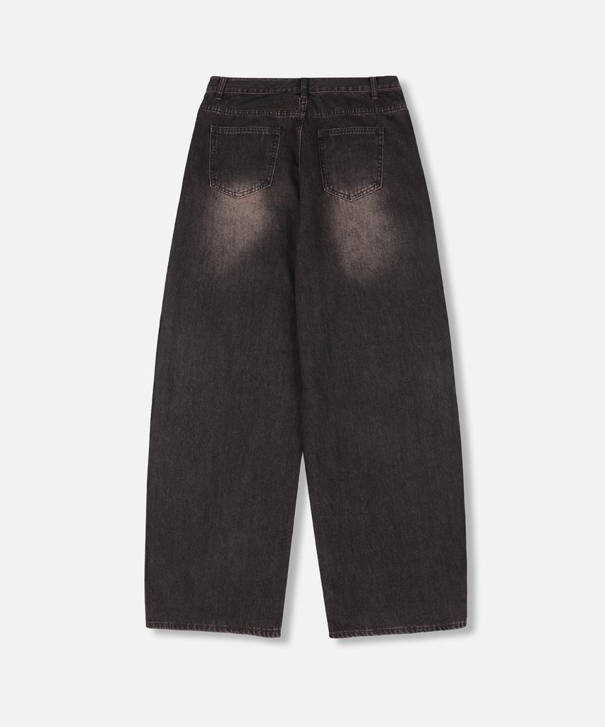 NP STUDIO Vintage Natural Wash Wide Denim Pants Black Denim