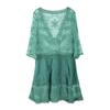 Summer Deep V Neck Beach Outing Short Dress Women See Through Swimwear Holiday Boho Cover Up Sexy Lace Dress Clothes 25800