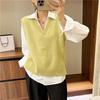 V-neck Knitted Vest for Women In Autumn Loose Vest Lazy Style Layering Over Sleeveless Waistcoat and Waistcoat