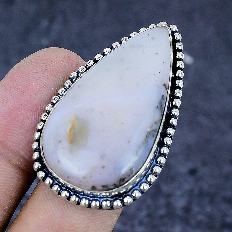 Natural Pink Opal Gemstone Handmade 925 Sterling Silver Jewelry Ring Size 7 u0G02