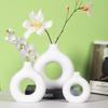 Donut-Shaped Imitation Ceramic Decorative Plastic Vase – Creative Living Room Ornament with Two-Half Design.