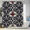 High-Quality Black And White Decorative Shower Curtain With Red Accents Perfect For Bathroom Dcor!