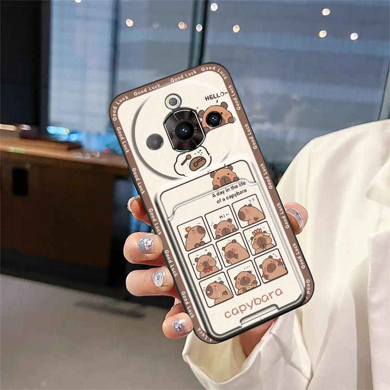 Card bag Card slot Phone Case For ZTE Nubia Focus Pro 5G Cute TPU Graffiti Shockproof Waterproof Dirt-resistant Cartoon