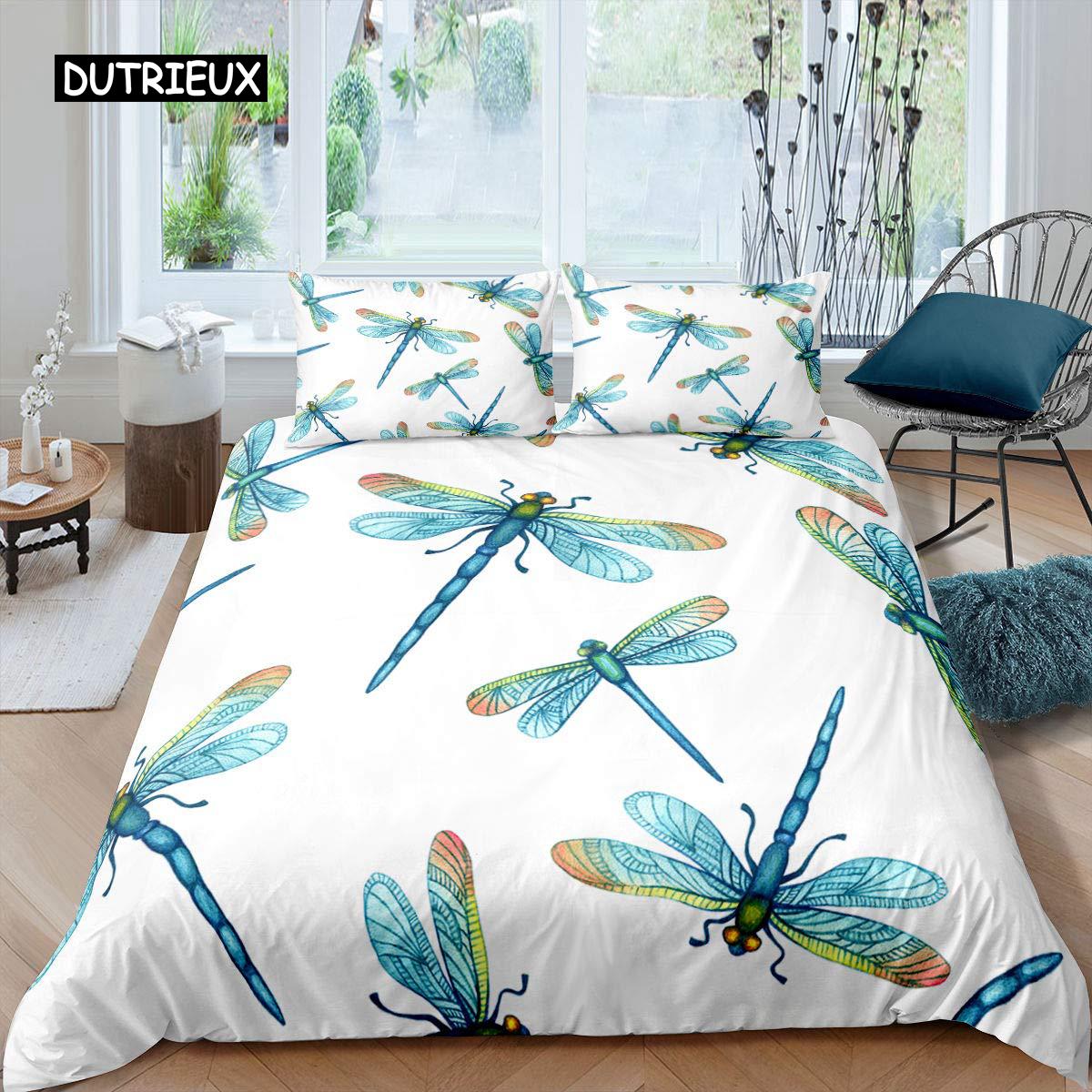 

Підодіяльник Dragonfly Комплект постільної білизни King Size Colorful Wing для дітей, підлітків, дорослих Forset, тема диких тварин, 2/3 шт. 150x200cm 3pcs