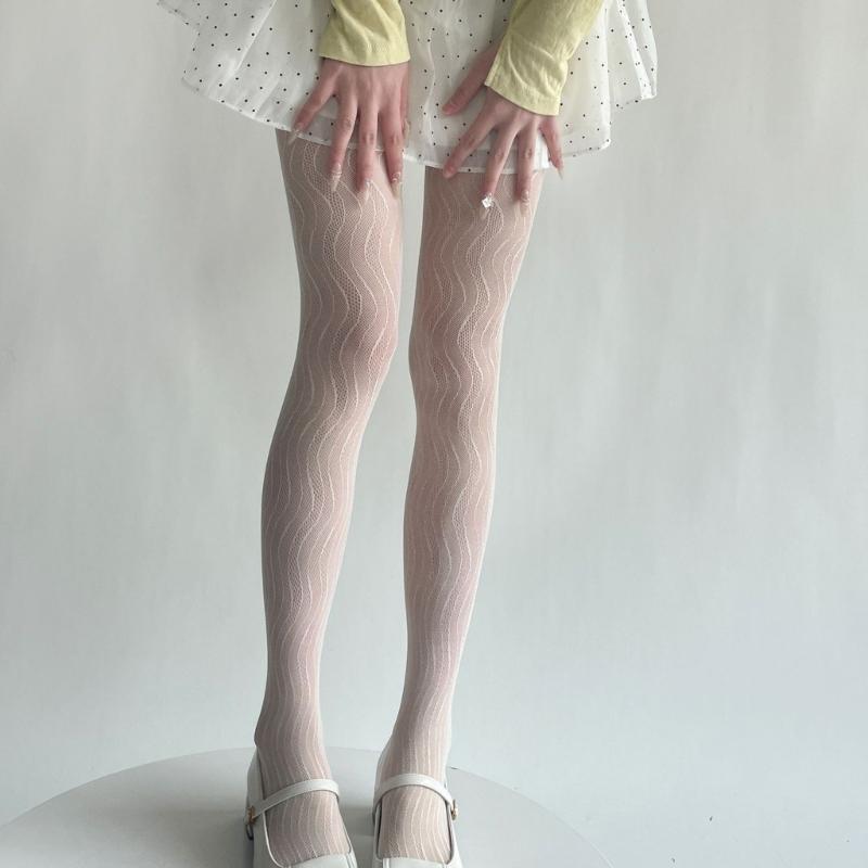 Women Lace Patterned Fishnet Tights High Waist Fishnets Leggings Net Stockings Pantyhose Thigh High Stockings Hosiery