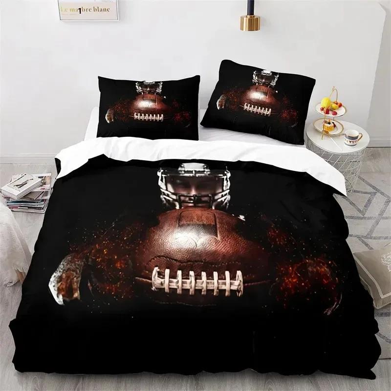 Sports Duvet Cover Set American Football Player Bedding Set For Boys Girls Children To Soft Ball Sport Quilt Cover