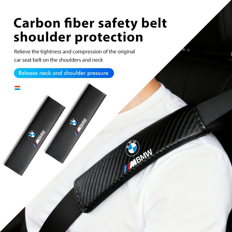 GTJK9 Car Safety Belt Shoulder Cover Carbon Fiber Protective Pad For BMW M Sport M2 M3 M4 M5 M6 E46 E90 E60 F10 F20 E87 X3 X6