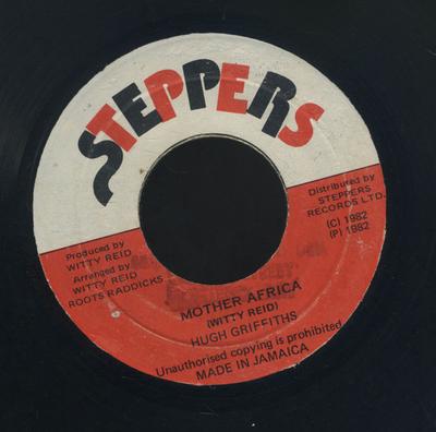 7inch Record HUGH GRIFFITHS  Mother Africa NONE Steppers 1982 Jamaica Reggae Ska  Dub Used