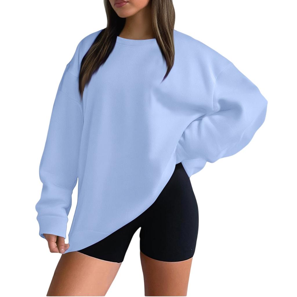 Women's Casual Fashion Loose Sports Round Neck Pullover Long Sleeve Sweatshirt