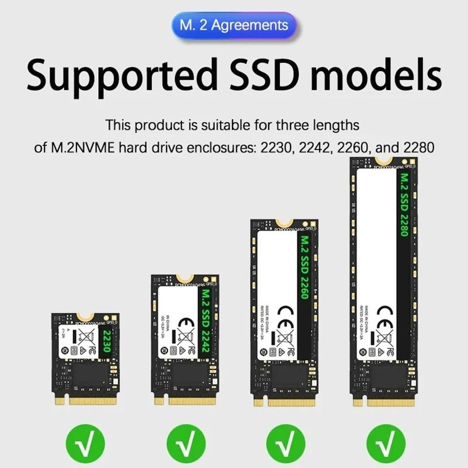 M.2 NVMe SSD Enclosure USB3.1 Gen2 External SSD Case Clear Hard Drive Adapter 10Gbps M.2 NVMe to USB Adapter Support UASP for PCIe NVMe SSD