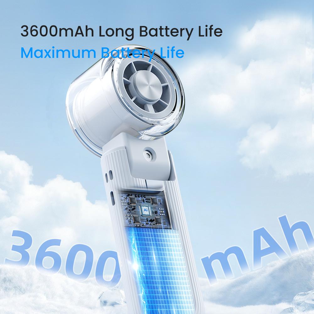 Portable Handheld Misting Fan Ice Cooling Fan Semiconductor Compressed Air Humidifier USB Folding Fan 3600mAh Summer Gift