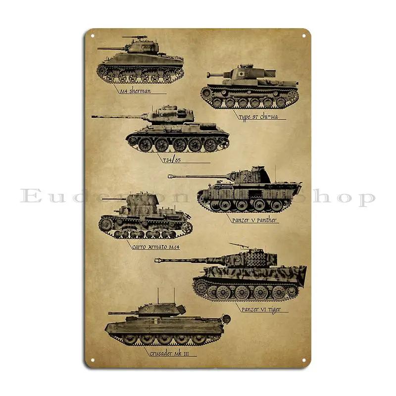 Ww Ii Tanks Metal Sign Rusty Iron  Garage Create Cinema Tin Sign Poster