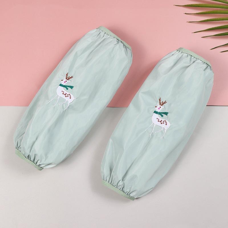 

Милый мультяшный узор противообрастающий водонепроницаемый нарукавник для уборки дома для работы на кухне для взрослых зелёный