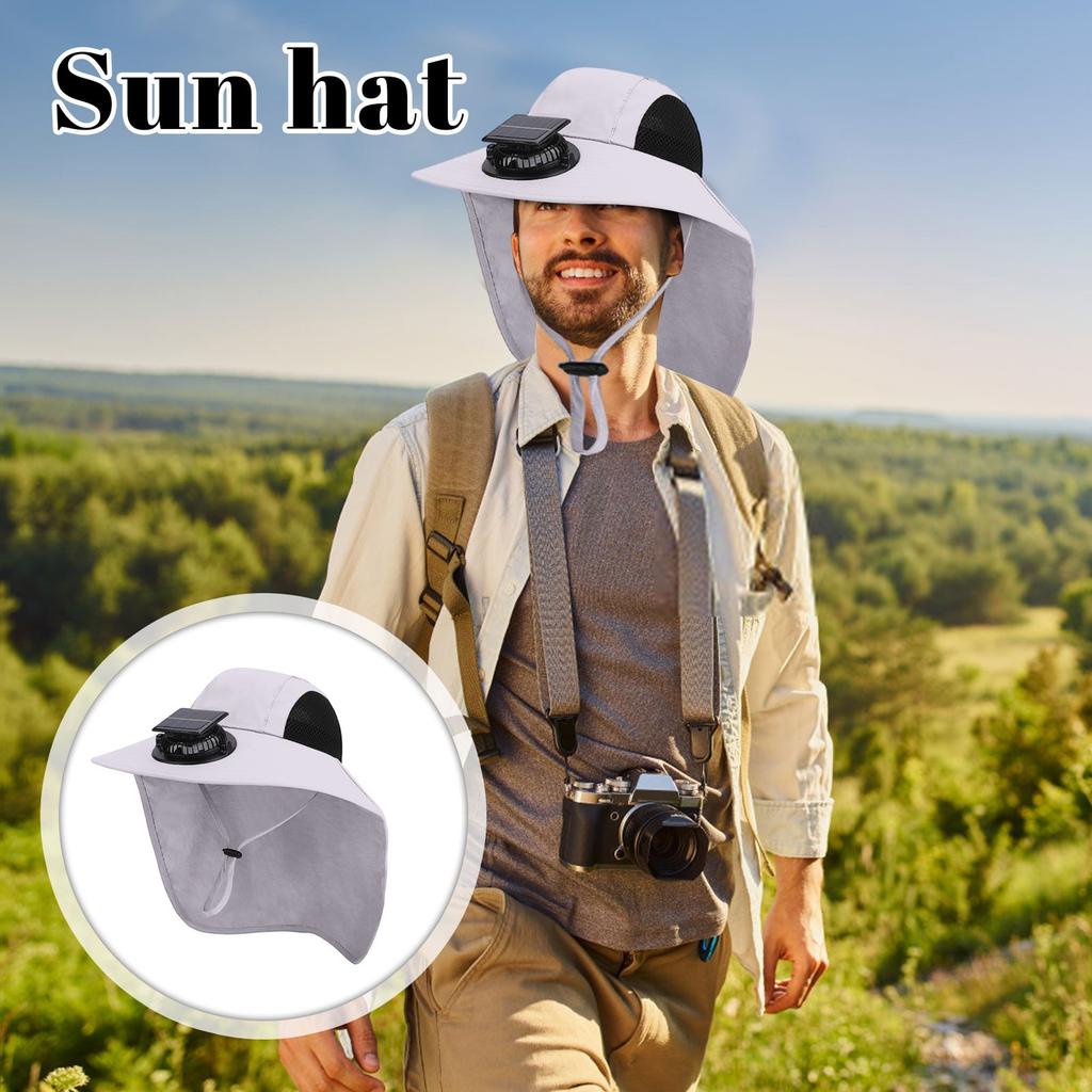 Outdoor Mountaineering Fishing Sun Hat With Large Solar Fan