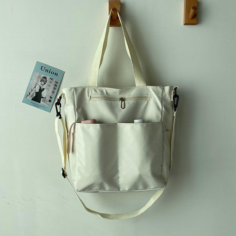 

Bag Female Waterproof College Student Easiest for Match Ins Canvas Bag Off-white without pendant