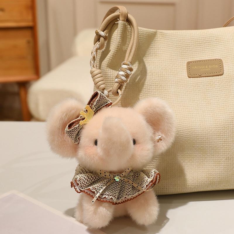 Cute Glutinous Rice Elephant Plush Pendant Doll New Keychain Bag Charm Soft Stuffed Animal Toy