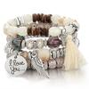 4Pcs/Set Bohemia Style Wing Bracelet Beads Jewelry Women Bangle Party Gift