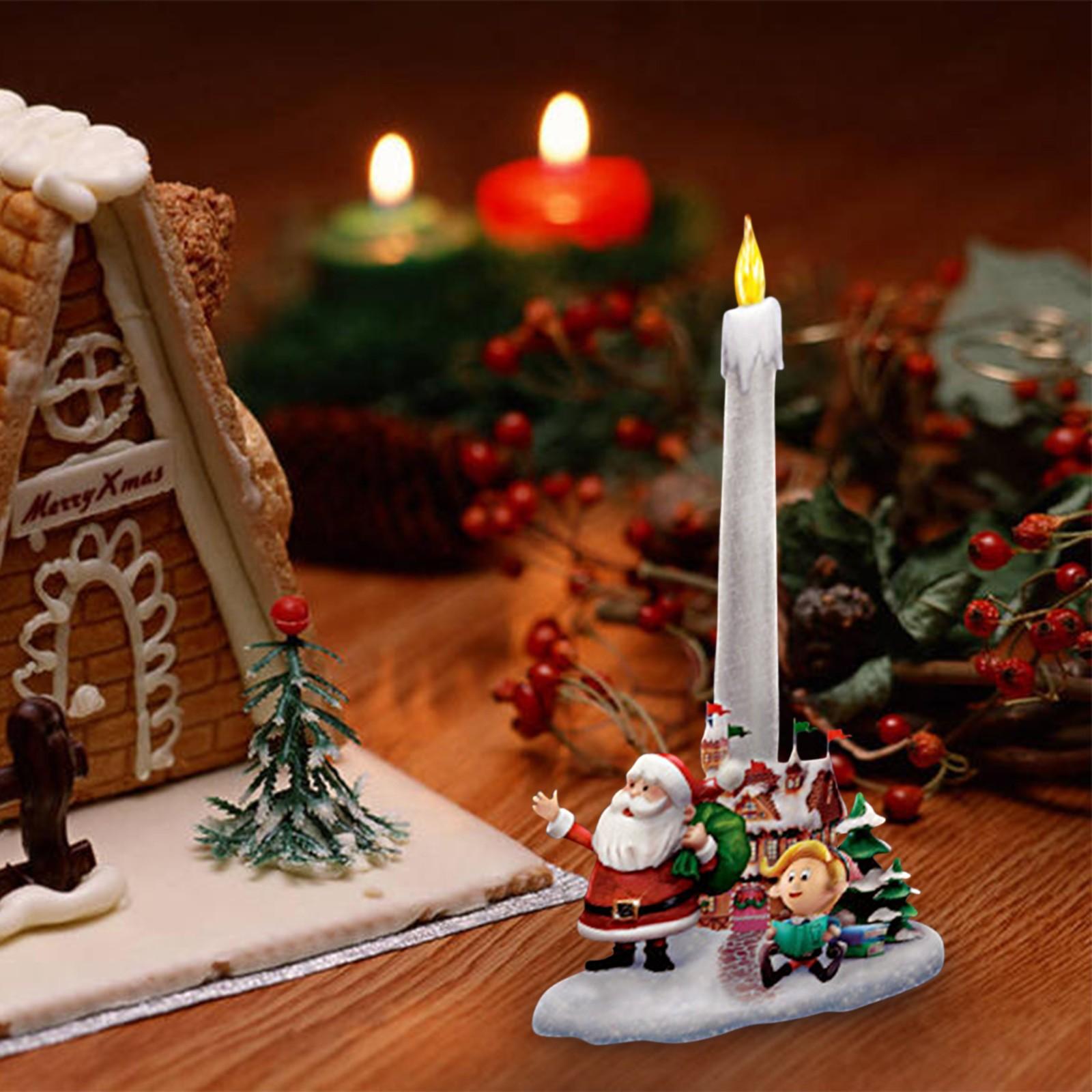 

Рудольф Санта-Клаус путеводный свет Беспламенный набор свечей Рождественское украшение Смола Подсвечник Орнамент A