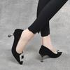 Fashion High Heels Spring New Elegant Temperament Square Diamond Pointed Head Thin Heel Shallow Mouth Women's Single Shoes Sheepskin Women's Shoes