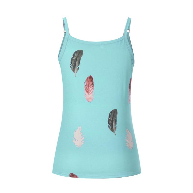 Summer Sleeveless Feather Printed Loose Women Tank Tops Fashion Plus Size Casual Vest Simple Office Ladies Blouse Female Camisole Women's Clothing