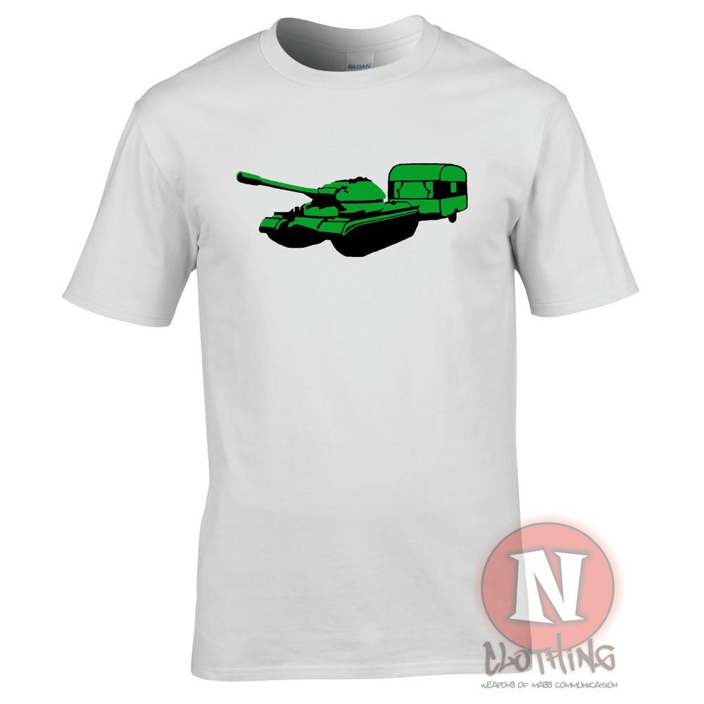 Tank And Caravan TShirt Banksy Urban Graffiti Military Caravaning Funny Movie