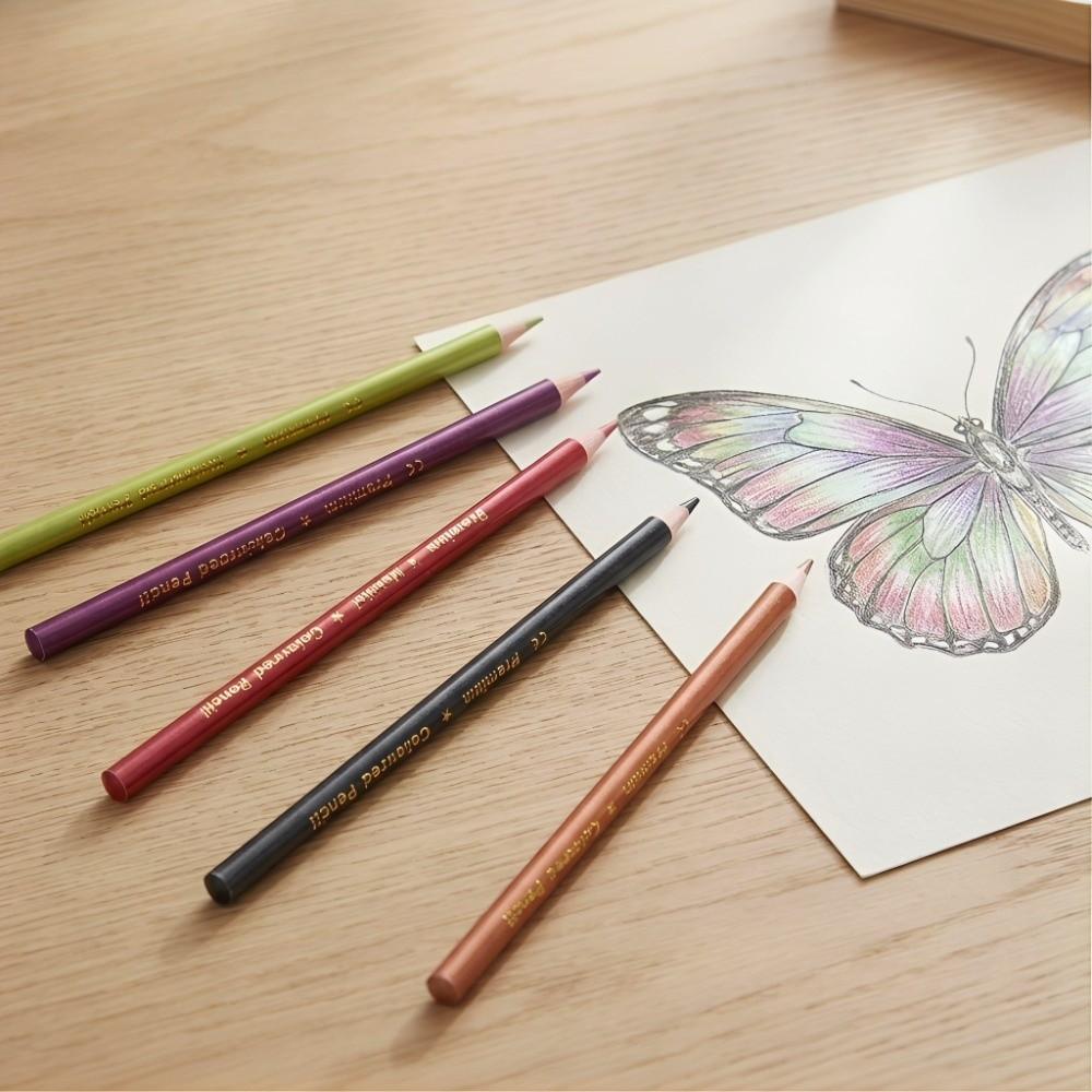 12PCS 12 Colors Metallic Pencils Durable wood Neon Pencils Stationery Set Pencil Set  Adults