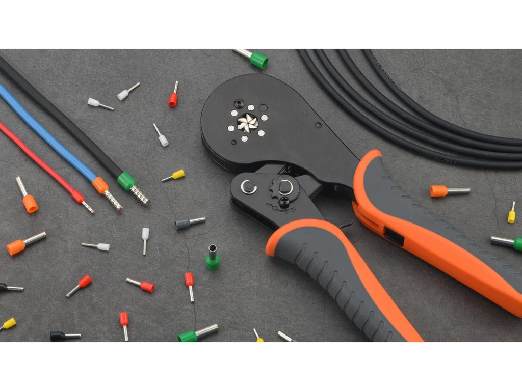 HSC8 16-6 Self-Adjusting Crimping Pliers for VE Tube and Pin Terminals, Purple Copper/Brass, 0.08-16mm.