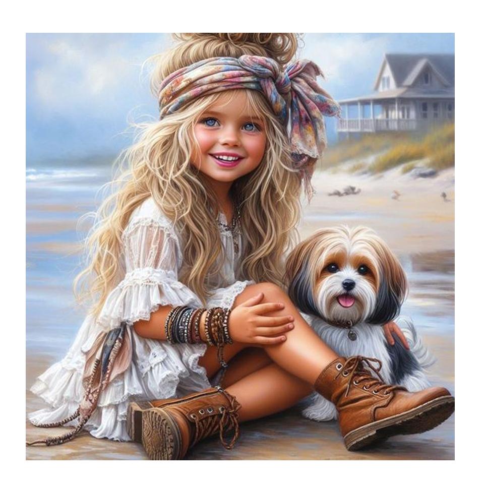 Diamond Painting kits Boy Girl Dog Mosaic Full Drill 5d Diy Diamond Embroidery Seaside Scenery Cross Stitch Home Decor