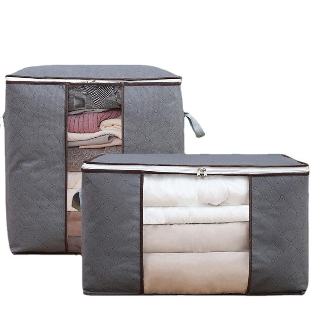 4Pcs Gray Quilt Storage Bag Organizer Large Capacity Breathable House Moving Clothes Packing Bag