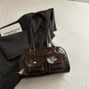 Women S Vintage Bowling Bag Single Shoulder Underarm Handbag