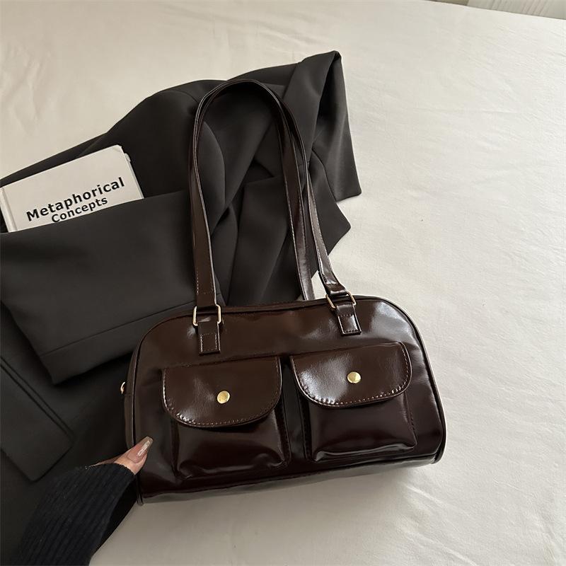 Women S Vintage Bowling Bag Single Shoulder Underarm Handbag